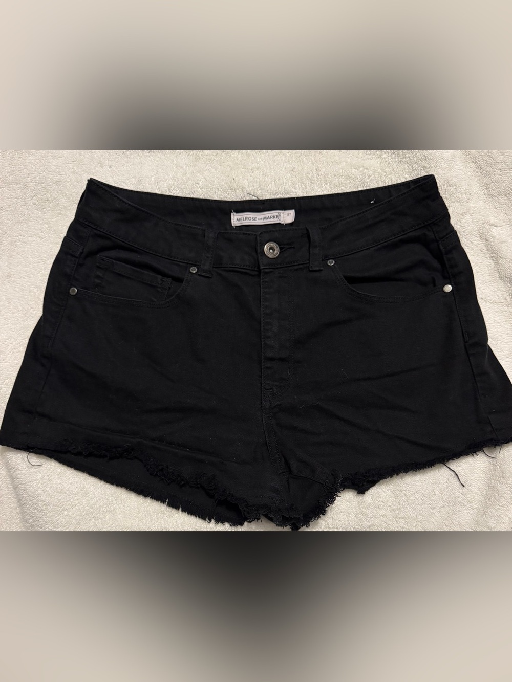 Melrose and Market Black Denim Shorts with Button Closure